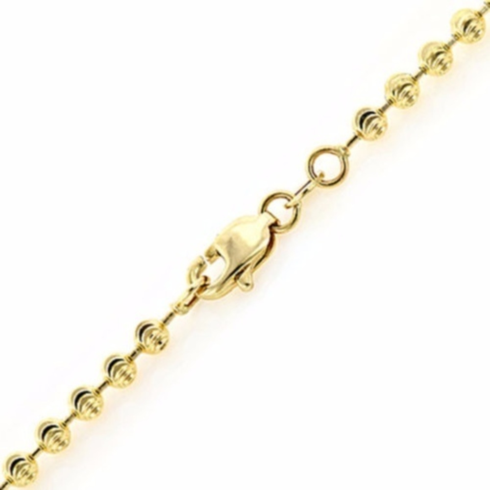 2mm 14k Yellow Gold Bead Ball Moon Cut 16" Chain